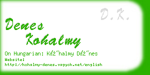 denes kohalmy business card